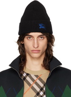 Burberry Black Ribbed Cashmere Beanie