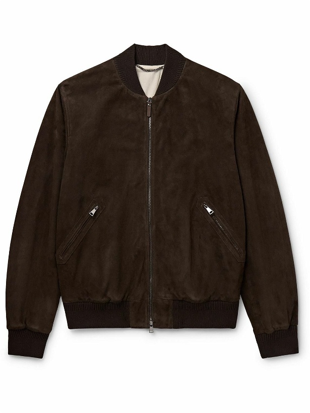 Photo: Canali - Suede Bomber Jacket - Brown