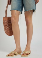 Chloe Chloé Sand Woven and Leather Flip Flops Beige