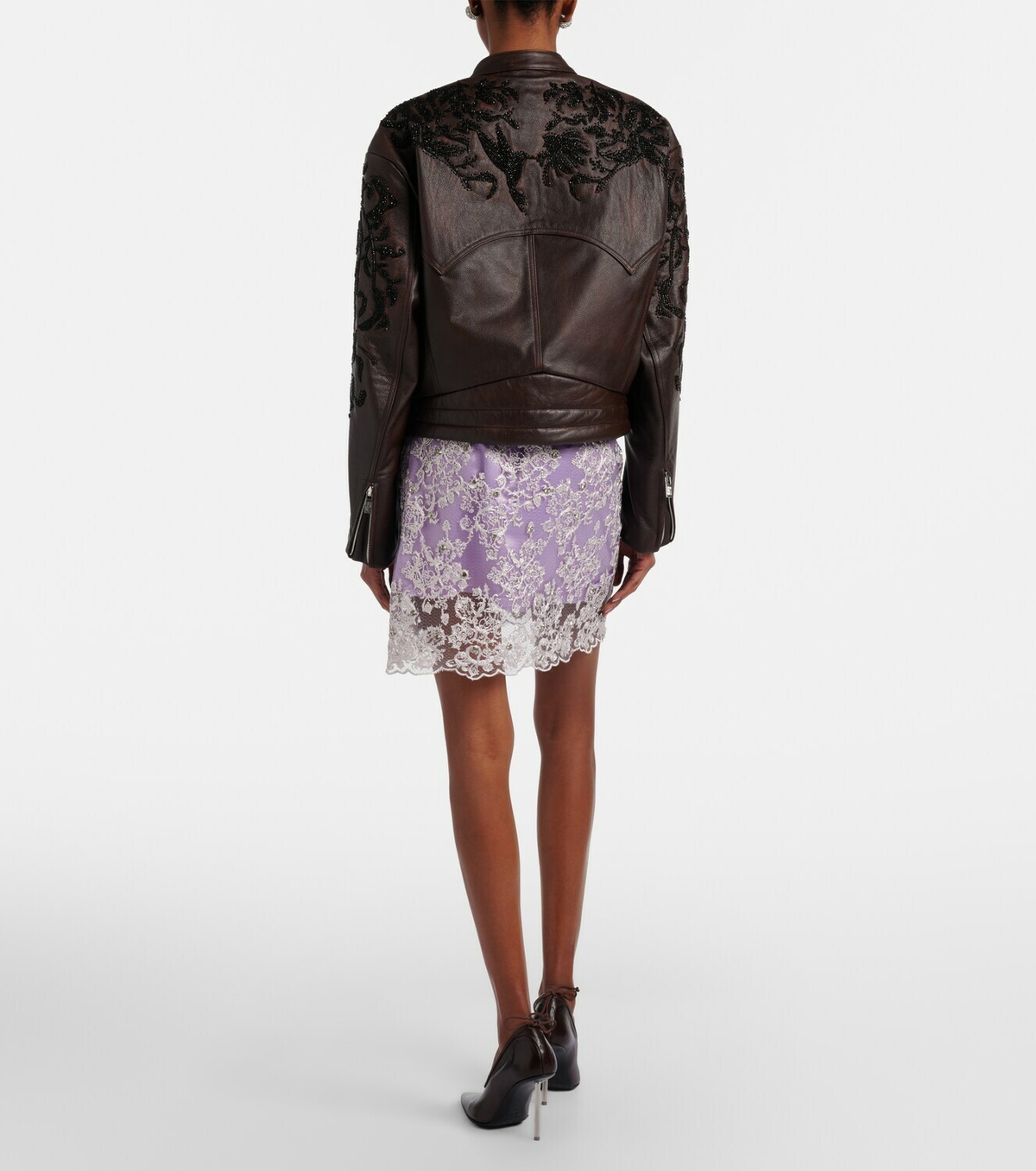 Jacques Wei Embellished lace miniskirt