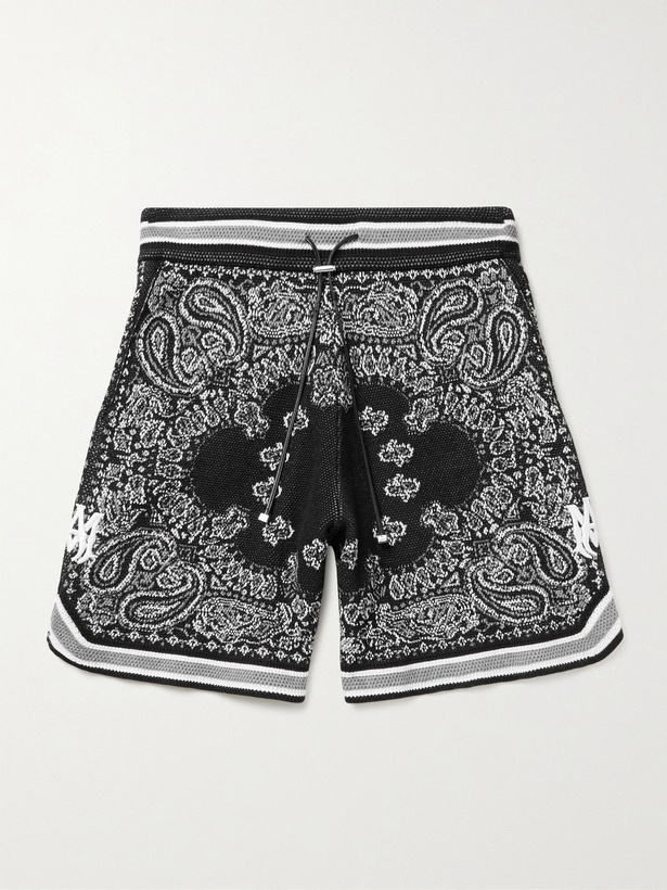 Photo: AMIRI - Bandana-Jacquard Cotton and Cashmere-Blend Drawstring Shorts - Black