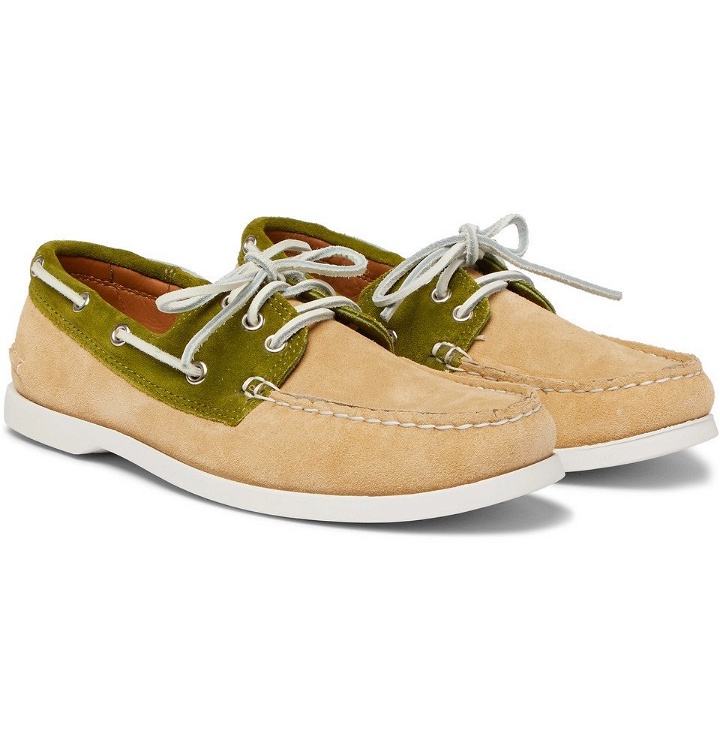 Photo: Quoddy - Downeast Two-Tone Suede Boat Shoes - Sand