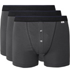 Schiesser - Ludwig Three-Pack Stretch-Cotton Jersey Boxer Shorts - Gray