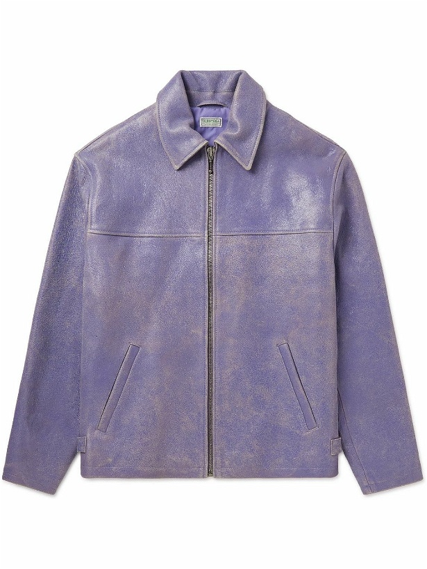 Photo: Guess USA - Gusa Distressed Cracked-Leather Jacket - Purple