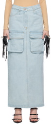 Lado Bokuchava Blue Cargo Denim Maxi Skirt