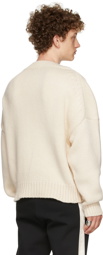 Alexander McQueen Off-White Crystal Embroidered Slash Neck Sweater