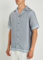Che Lucena Printed Satin-twill Shirt Light Blue