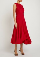 Tory Burch Asymmetric Cotton-blend Midi Dress Red