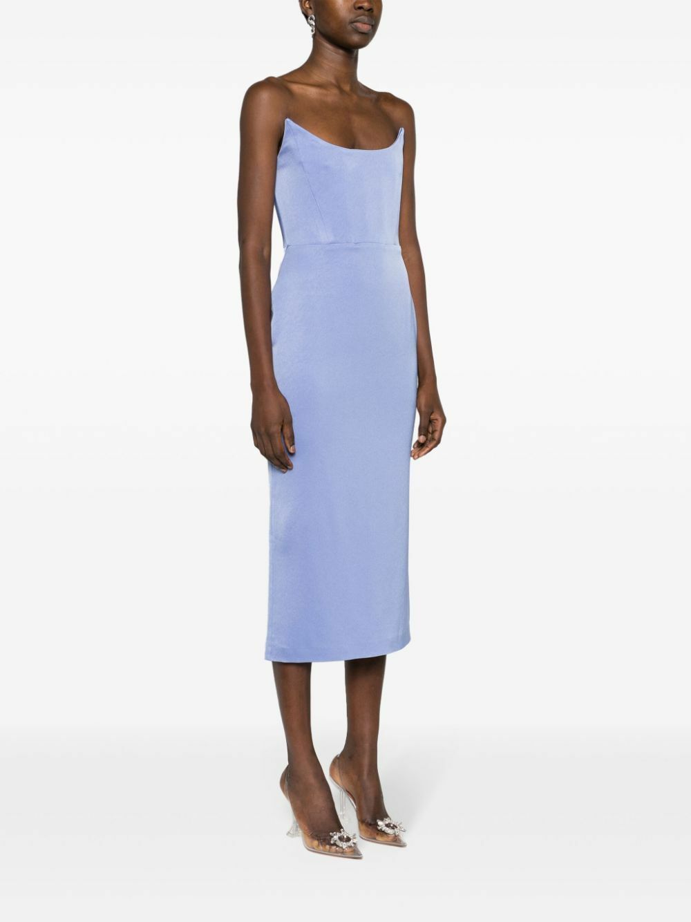 princess polly baby blue dress Alex Perry Blue Corset Satin Midi Dress Alex Perry