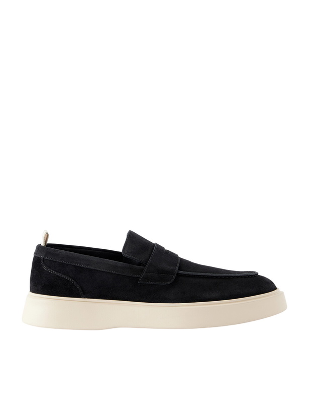 Photo: Officine Creative - Frame 001 Suede Penny Loafers - Black