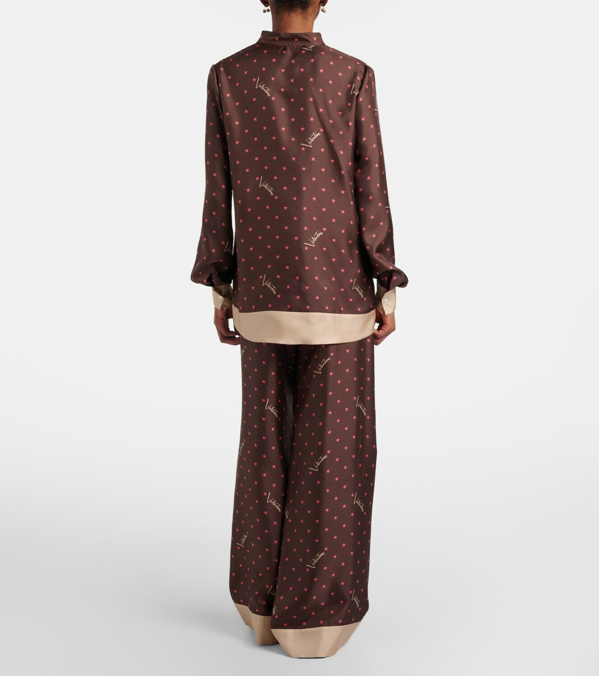 Valentino Printed silk twill palazzo pants