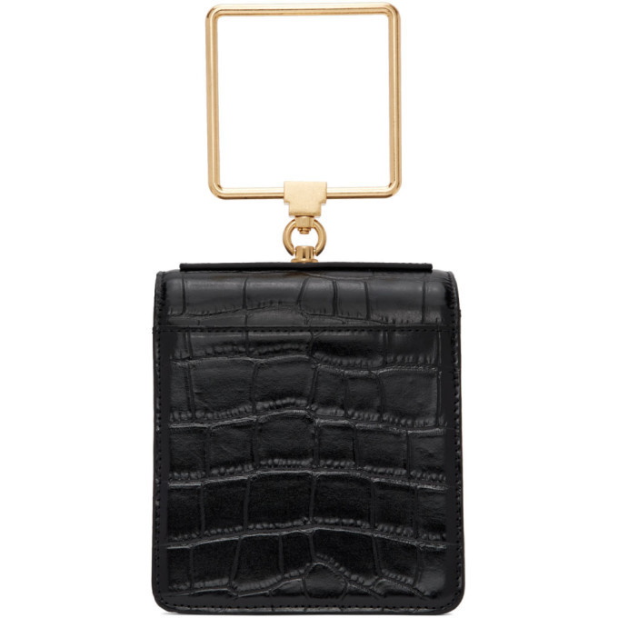 Marge Sherwood Black Croc Mini Pump Handle Bag