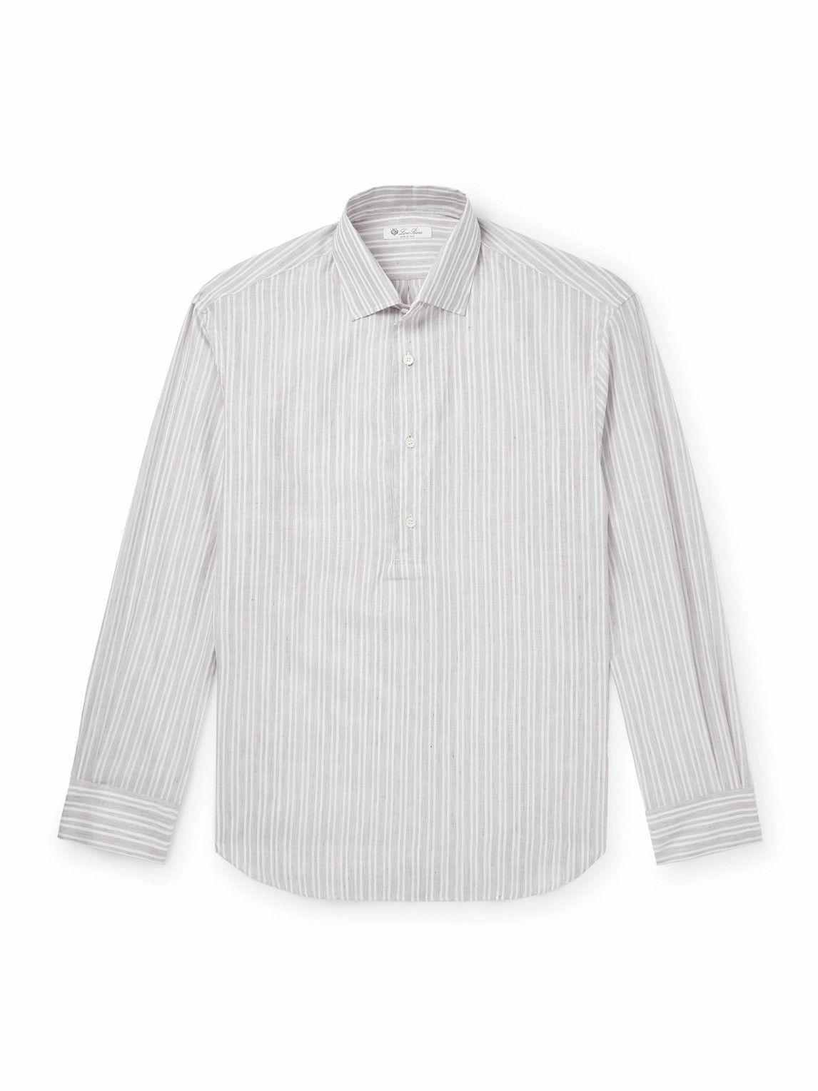 Loro Piana - Raffaele Striped Cotton and Linen-Blend Half-Placket
