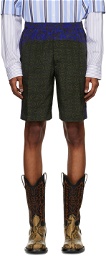 Dries Van Noten Green & Blue Printed Shorts