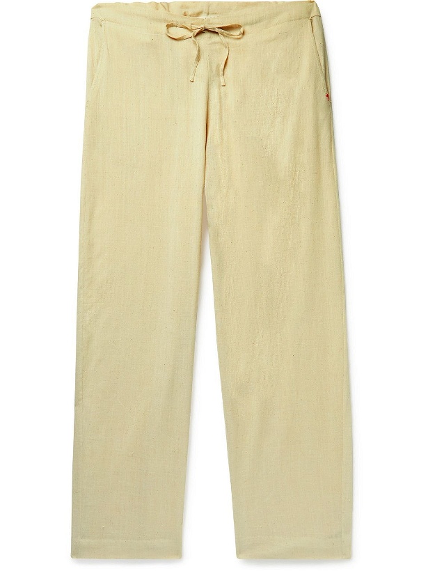 Photo: 11.11/eleven eleven - Straight-Leg Slub Cotton Drawstring Trousers - Neutrals