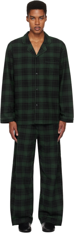 Photo: SKIMS Green Flannel Sleep Pyjama Set