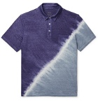 Altea - Tie-Dyed Stretch-Linen Polo Shirt - Blue
