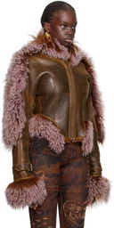 Jean Paul Gaultier Brown & Purple KNWLS Edition Leather Jacket