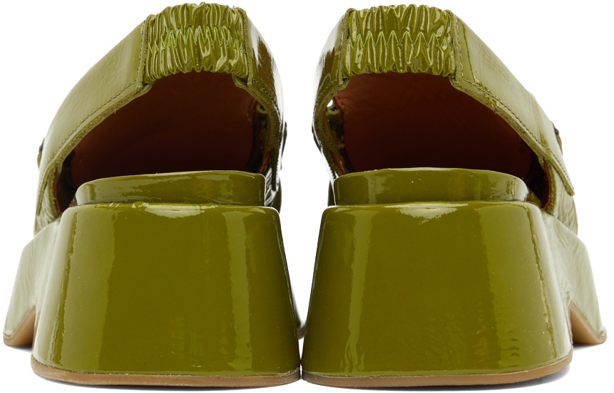 GANNI Green Retro Slingback Platform Loafers