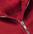 Rick Owens - Appliquéd Fleece-Back Cotton-Jersey Zip-Up Hoodie - Red