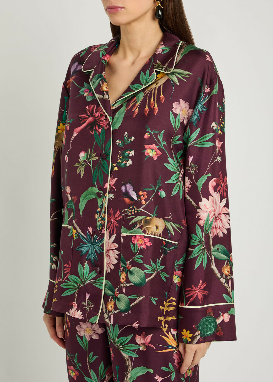 LA Double J Zooflora Printed Silk-twill Shirt Multicoloured