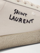 SAINT LAURENT - SL/06 Court Classic Leather-Trimmed Logo-Embroidered Distressed Canvas Sneakers - White