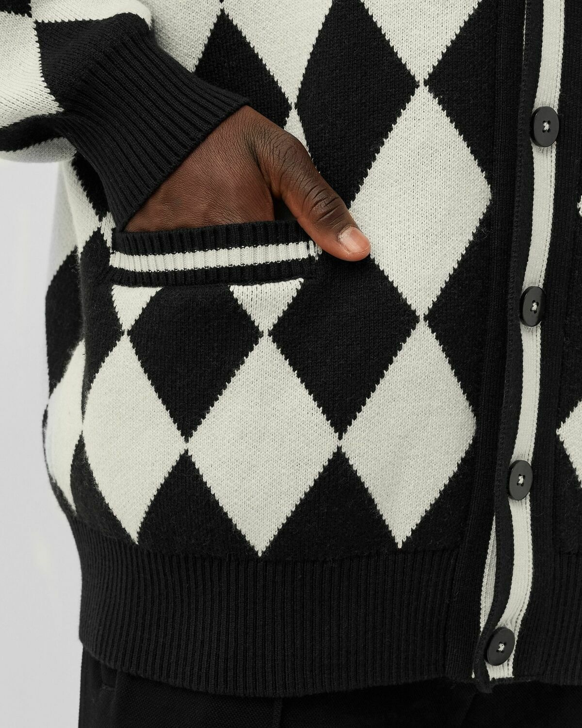 Bstn Brand Knit Cardigan Black/White - Mens - Zippers & Cardigans
