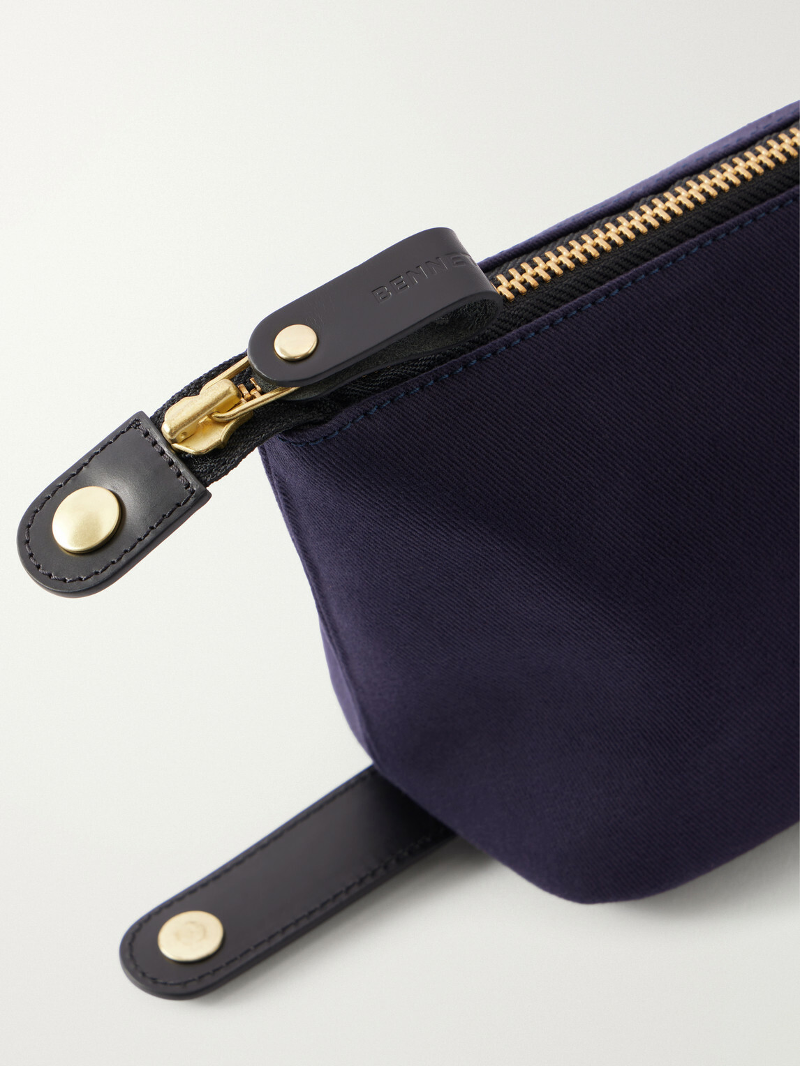 Bennett Winch - Leather-Trimmed Cotton-Twill Wash Bag - Blue