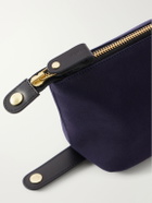 Bennett Winch - Leather-Trimmed Cotton-Twill Wash Bag - Blue