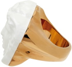 Versace White & Gold Lacquered 'La Medusa' Ring