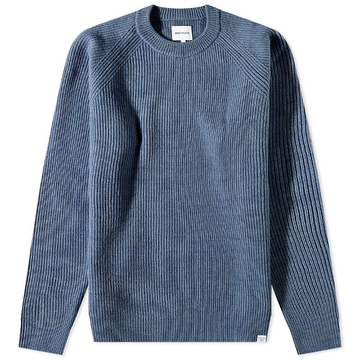 Photo: Norse Projects Men's Roald Cotton Wool Knit in Calcite Blue