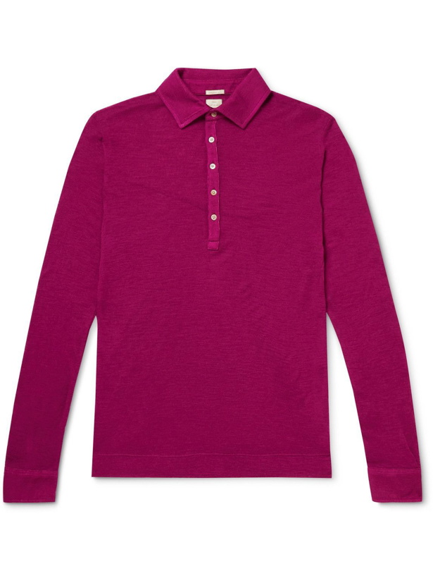 Photo: Massimo Alba - Ischia Slim-Fit Wool Polo Shirt - Burgundy