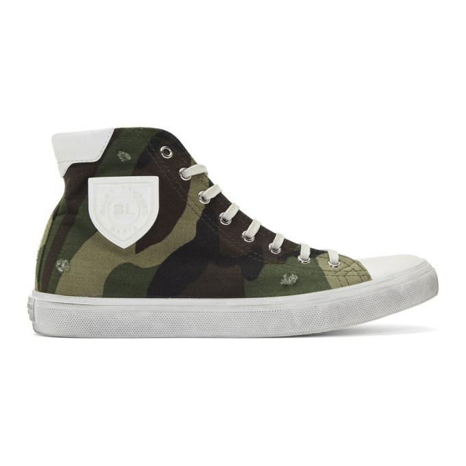 Photo: Saint Laurent Khaki Camouflage Print Bedford Sneakers