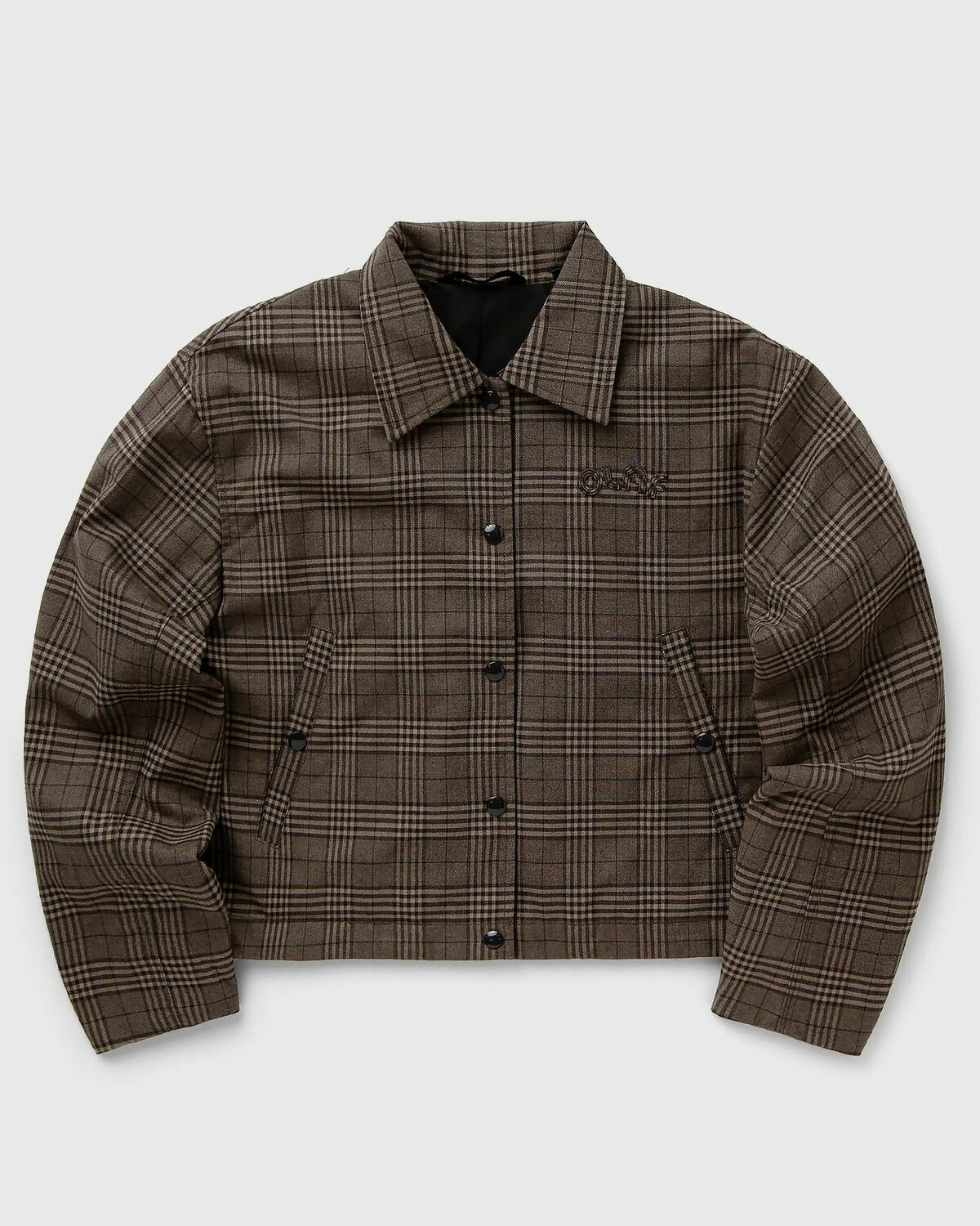 ØLÅF CHECK CROPPED JACKET Brown Womens Windbreaker