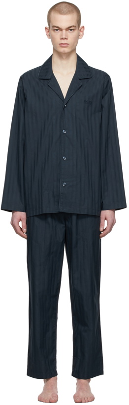 Photo: Boss Navy Striped Premium Pyjama Set