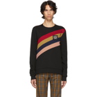 Fendi Black Asymmetric Forever Fendi Stripe Sweatshirt