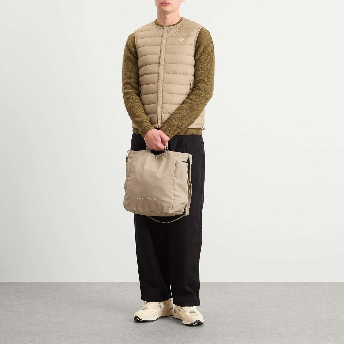 Danton Men's Quartier Latin 2-Way Tote Bag in Beige 