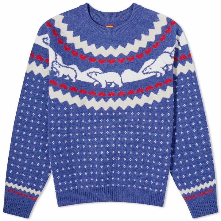 Photo: Human Made Men's Nordic Jacquard Knit Sweater in Blue