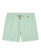 Loro Piana - Bay Straight-Leg Mid-Length Striped Seersucker Swim Shorts - Green