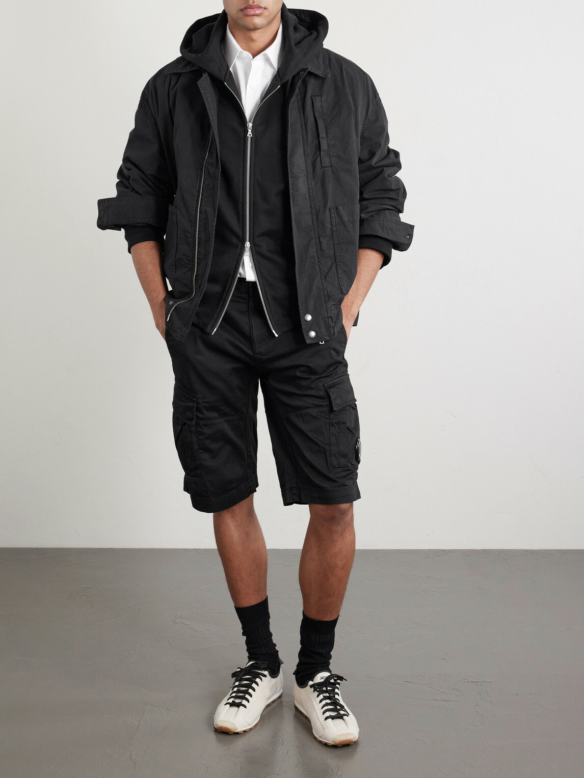 C.P. Company - Straight-Leg Cotton-Blend Cargo Shorts - Black