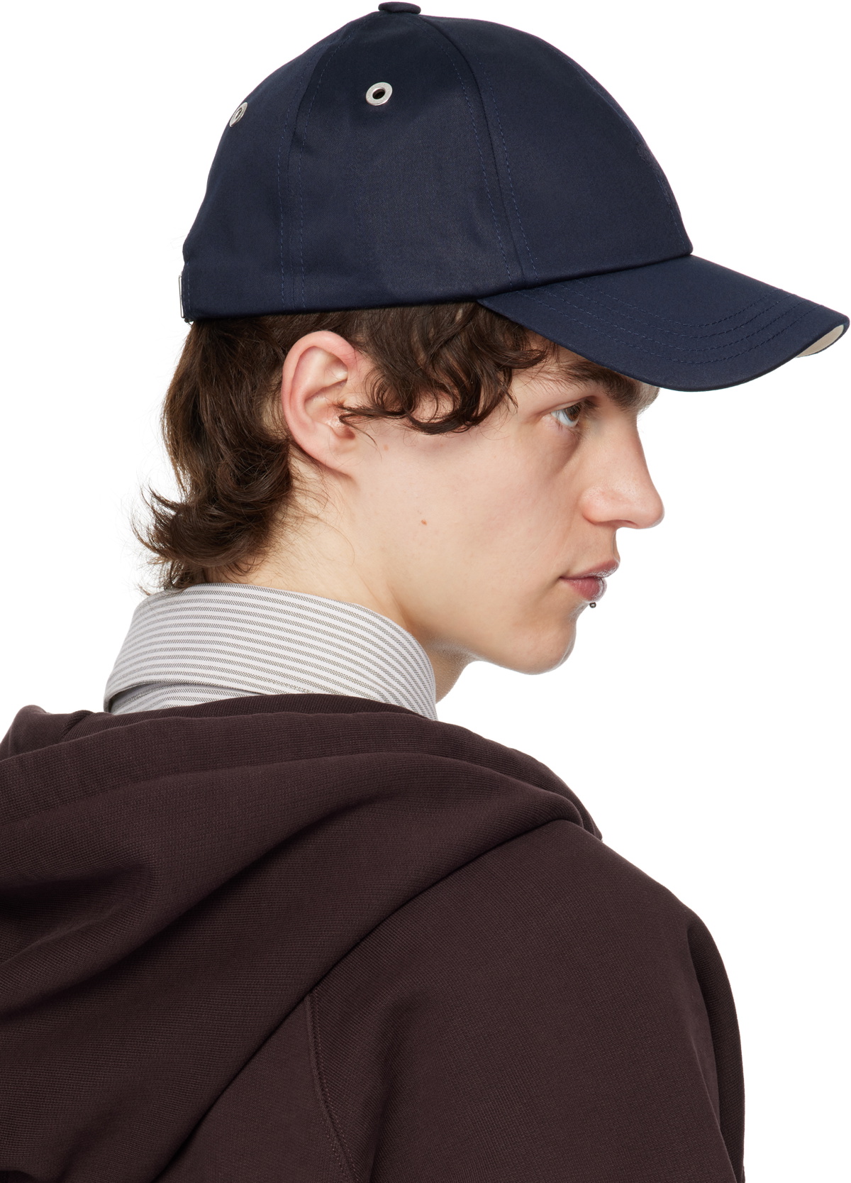 AMI Paris Navy Cotton Ami de Coeur Embroidery Cap AMI