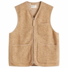 Universal Works Men's Wool Fleece Zip Gilet - Presented by END. in Stone