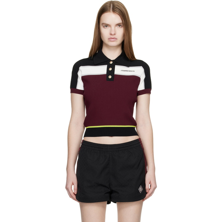 Photo: Casablanca Black & Burgundy Striped Short Sleeve Polo