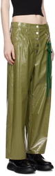 Song for the Mute Green Straight-Fit Faux-Leather Trousers