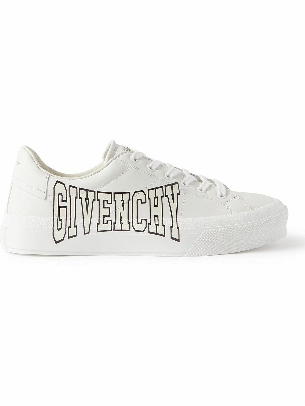 Photo: Givenchy - City Sport Logo-Print Leather Sneakers - White
