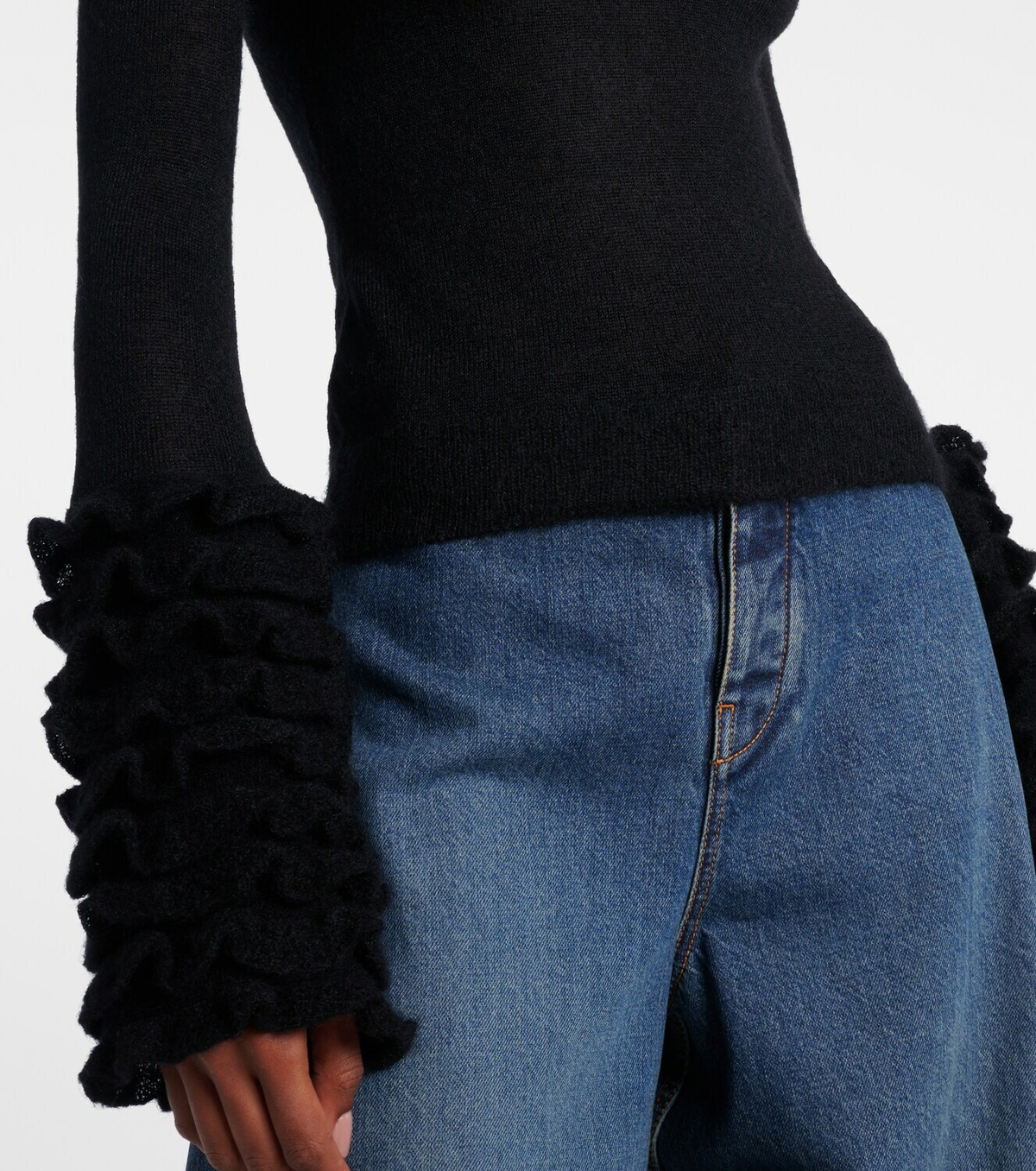 Alaïa Ruffled sheer mohair-blend top