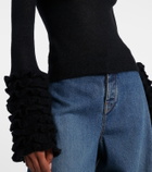 Alaïa Ruffled sheer mohair-blend top