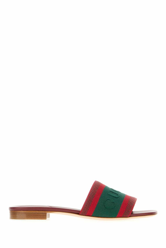 Photo: Gucci Multicolor Leather And Fabric Slippers