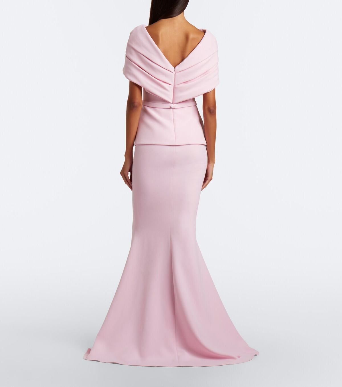 Safiyaa Loura peplum crêpe gown