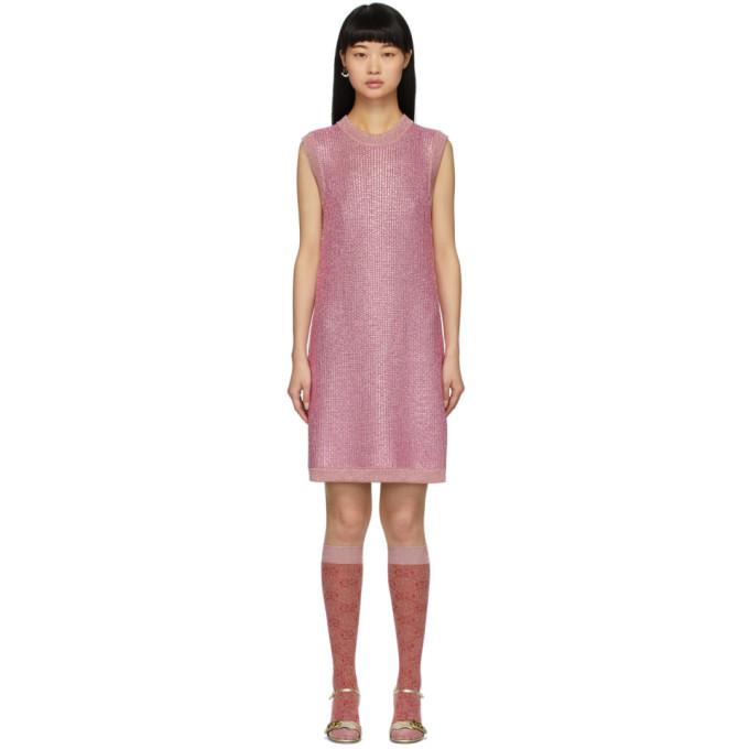 Gucci Pink Crystal Short Dress Gucci